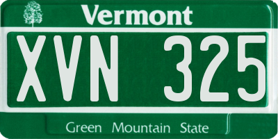 VT license plate XVN325