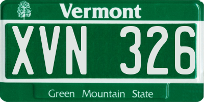 VT license plate XVN326
