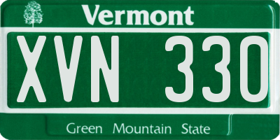 VT license plate XVN330