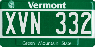 VT license plate XVN332