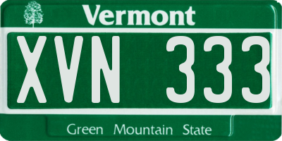 VT license plate XVN333