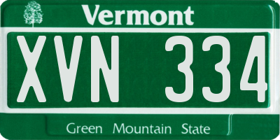 VT license plate XVN334