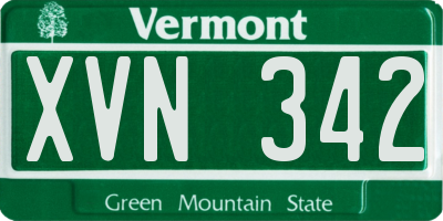 VT license plate XVN342