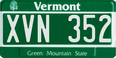 VT license plate XVN352