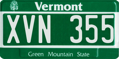 VT license plate XVN355