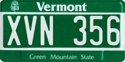 VT license plate XVN356