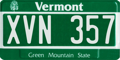 VT license plate XVN357