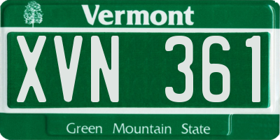 VT license plate XVN361