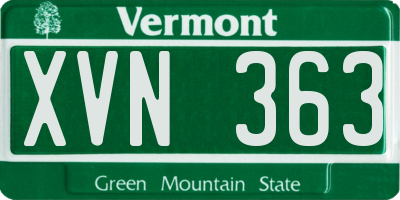 VT license plate XVN363