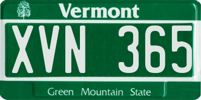 VT license plate XVN365