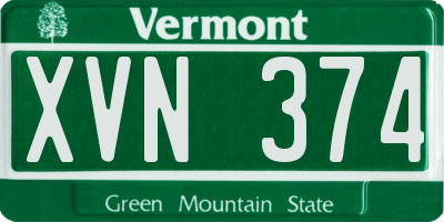 VT license plate XVN374