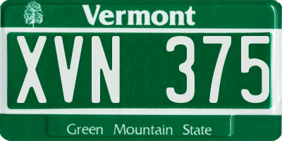 VT license plate XVN375