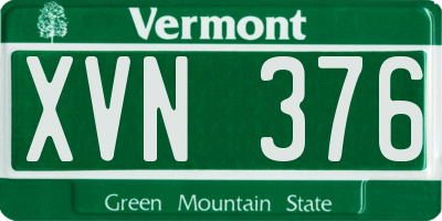 VT license plate XVN376
