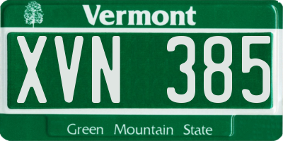 VT license plate XVN385