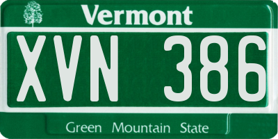 VT license plate XVN386