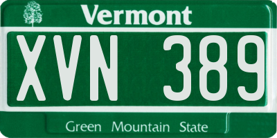 VT license plate XVN389