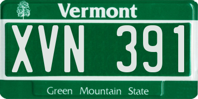 VT license plate XVN391