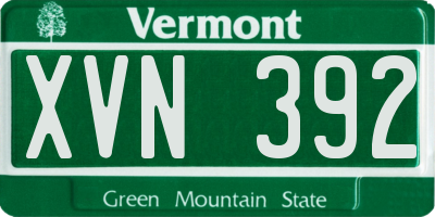 VT license plate XVN392