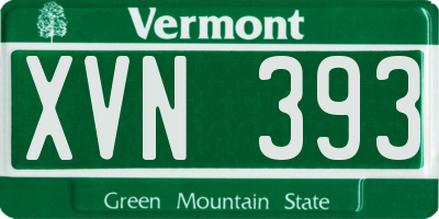 VT license plate XVN393