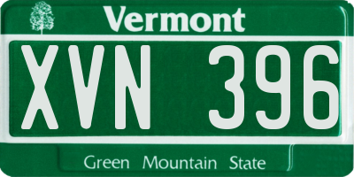 VT license plate XVN396