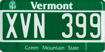 VT license plate XVN399