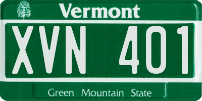 VT license plate XVN401