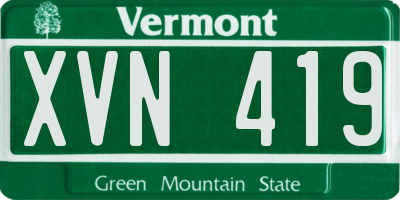 VT license plate XVN419