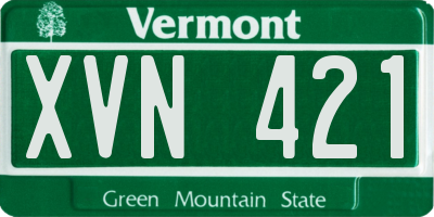 VT license plate XVN421