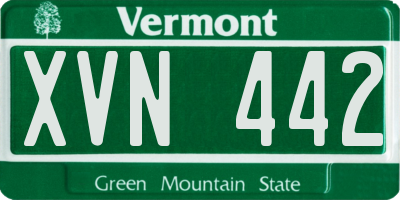 VT license plate XVN442