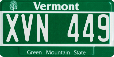 VT license plate XVN449