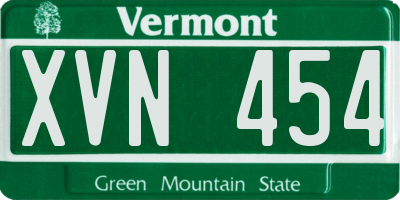 VT license plate XVN454