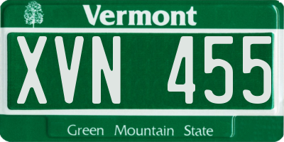 VT license plate XVN455
