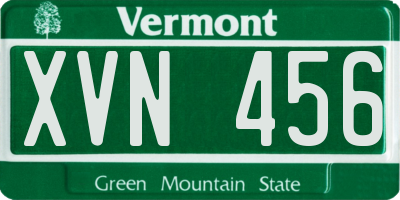 VT license plate XVN456