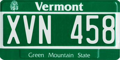 VT license plate XVN458