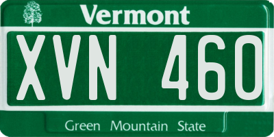 VT license plate XVN460