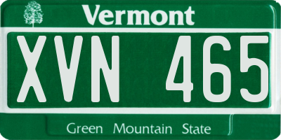 VT license plate XVN465