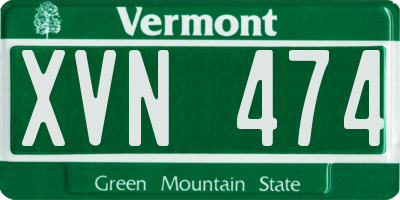 VT license plate XVN474