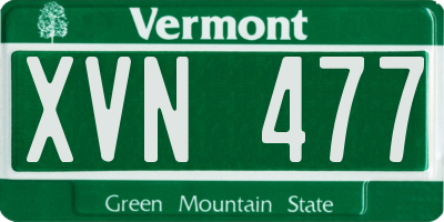 VT license plate XVN477