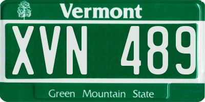 VT license plate XVN489