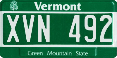 VT license plate XVN492