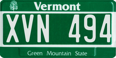VT license plate XVN494