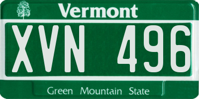 VT license plate XVN496