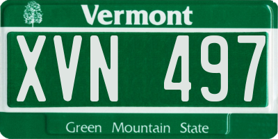 VT license plate XVN497