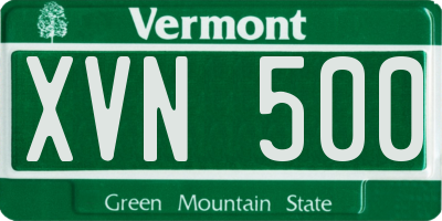 VT license plate XVN500