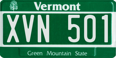 VT license plate XVN501