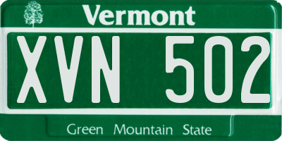 VT license plate XVN502
