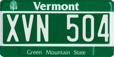 VT license plate XVN504