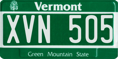 VT license plate XVN505