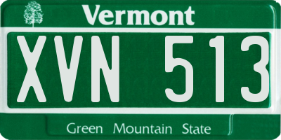 VT license plate XVN513