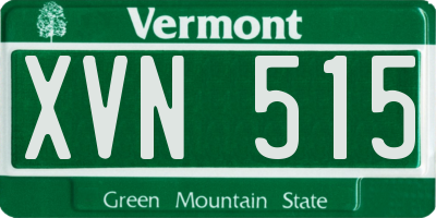 VT license plate XVN515